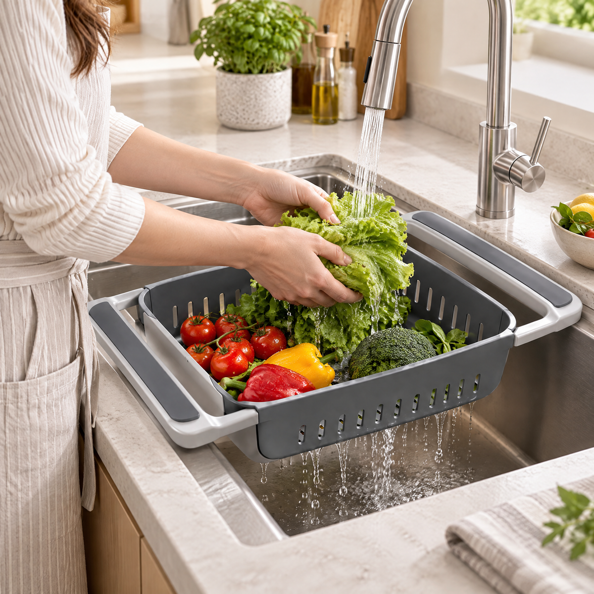 Velnarden™ Adjustable Over-the-Sink Strainer Basket