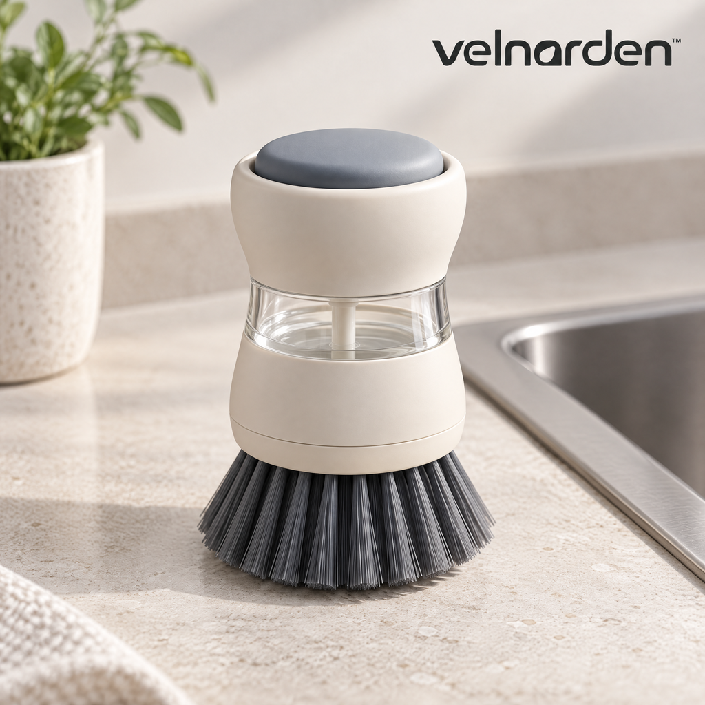 Velnarden™ Soap-Dispensing Palm Dish Brush