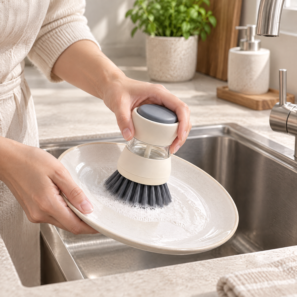 Velnarden™ Soap-Dispensing Palm Dish Brush