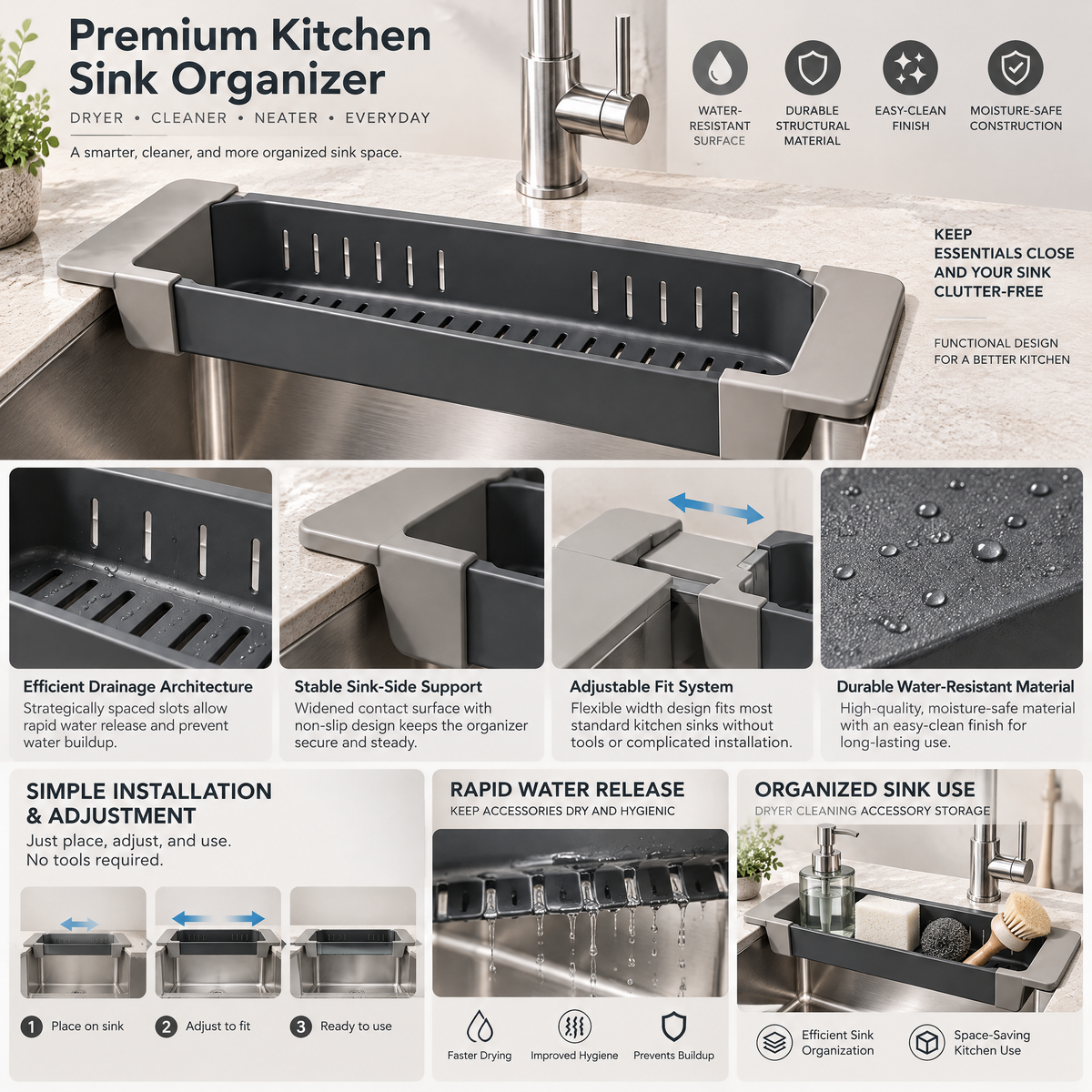 Velnarden™ Expandable Over-the-Sink Caddy